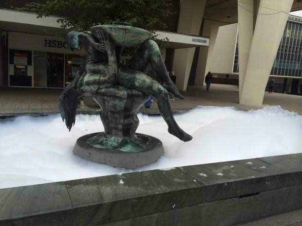 Create a bubble bath in the school fountain