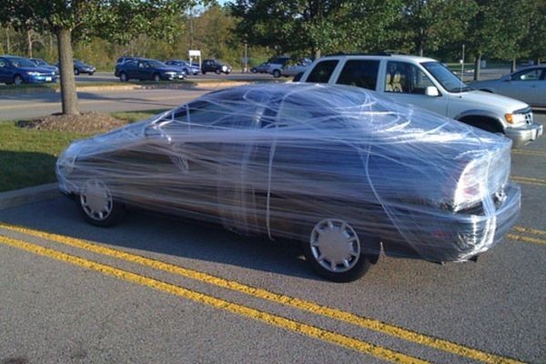 Wrap the principal’s car in foil or cling wrap